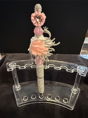 Pink Decorative Swan Crystal Pen - Elegant Rhinestone Accent